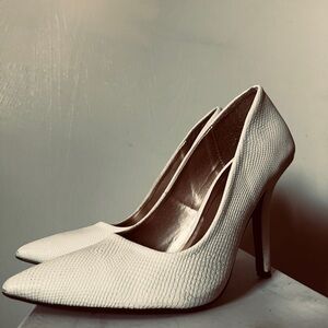 White Reptile Skin High Heels